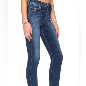 AGOLDE "SOPHIE HIGH-RISE CROP SKINNY" Jeans w/Raw Hem In "CLAREMONT"
